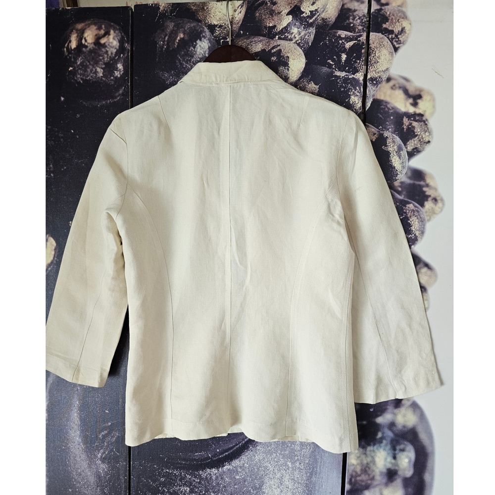Martine Douvier Paris Off White Linen Avant Garde Hook Closure Blazer Jacket - Picture 6 of 8
